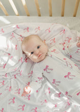 Load image into Gallery viewer, Bow Baby Swaddle (47"x47")