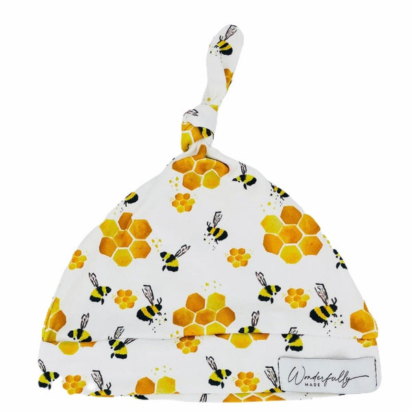 Bee My Hunny Bee Knotted Beanie Hat - Wonderfully Made Apparel