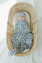 Load image into Gallery viewer, Blue "Booms" Blueberry Swaddle (47"x47") - Wonderfully Made Apparel