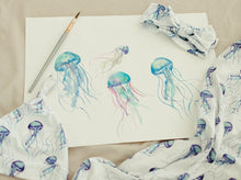 Load image into Gallery viewer, Peanut Butter &amp;... Jellyfish Swaddle (47&quot;x47&quot; - Wonderfully Made Apparel
