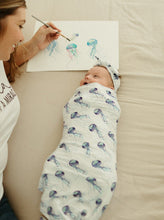 Load image into Gallery viewer, Peanut Butter &amp;... Jellyfish Swaddle (47&quot;x47&quot; - Wonderfully Made Apparel
