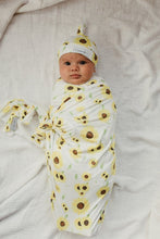 Load image into Gallery viewer, Three Little Sunflowers Knotted Beanie Hat - Wonderfully Made Apparel
