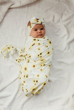 Load image into Gallery viewer, Three Little Sunflowers Swaddle (47&quot;x47&quot;) - Wonderfully Made Apparel
